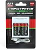 VMAX AA-4CH Ni-Zn Rechargeable AA 4 Pack Batteries for High Drain Devices Charger 1.6V 2500mWh Storage Case 1 Pack of 4