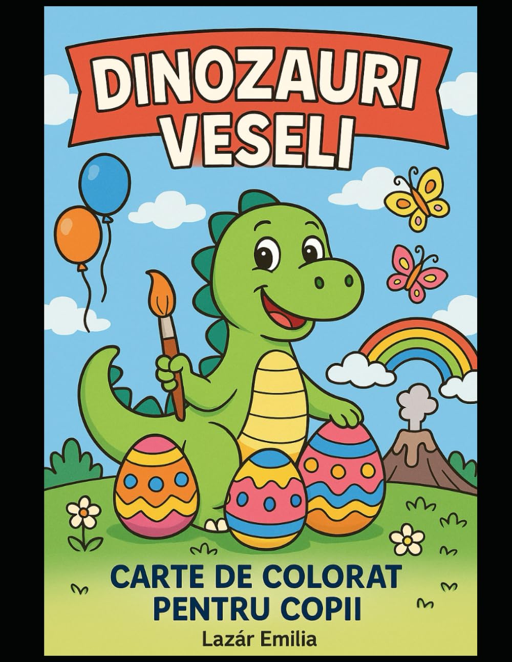 „Dinozauri Veseli – Carte de Colorat pentru Copii”: 60 de pagini de distracție cu dinozauri – activități creative și educative pentru cei mici!