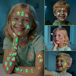 Awinmay 400Pcs Luminous Tattoos For Kids,Mixed Styles Temporary Tattoo Stickers,Glow In The Dark Tattoos for Boys and Girls,Mermaid Dinosaur Butterfly Fake Tattoo or more party makeup gifts 30 Sheets