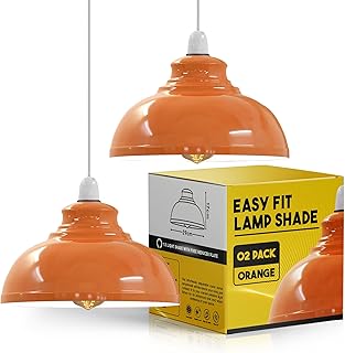 LEDSone Metal Orange Ceiling Lamp Shade 29cm Easy Fit Light Pendant Mode...