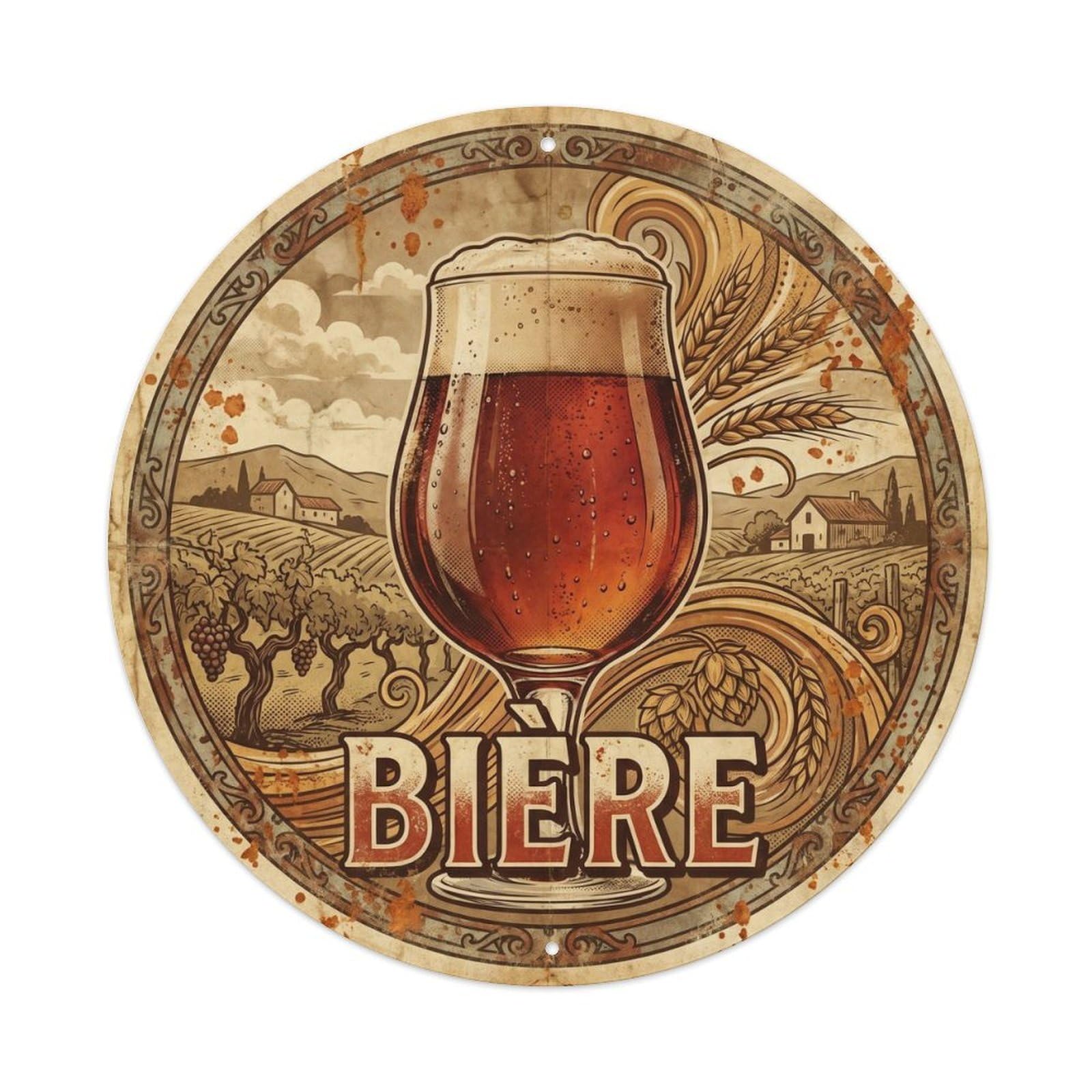 French Culture Beverage Craft Beer Lager Mug Classic Metal Tin Sign