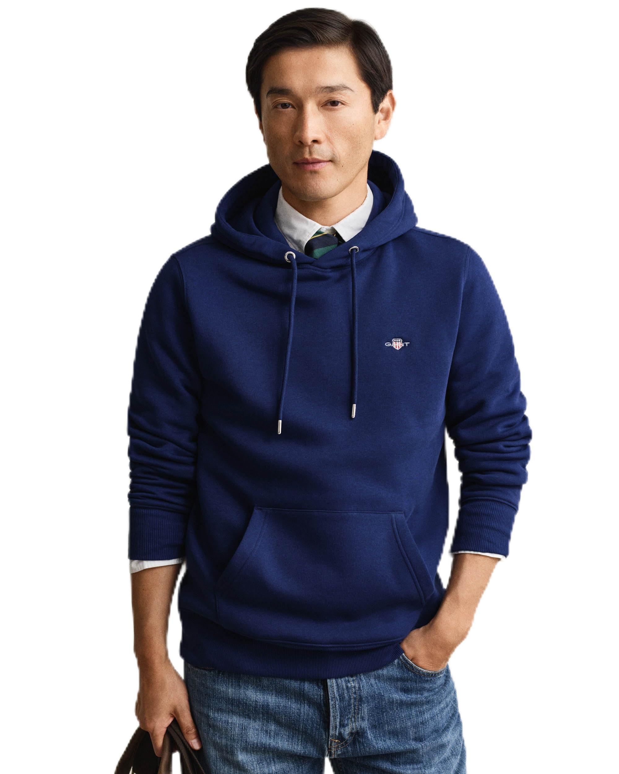 Gant Men's Navy Shield Hoodie (Xxl) Rich