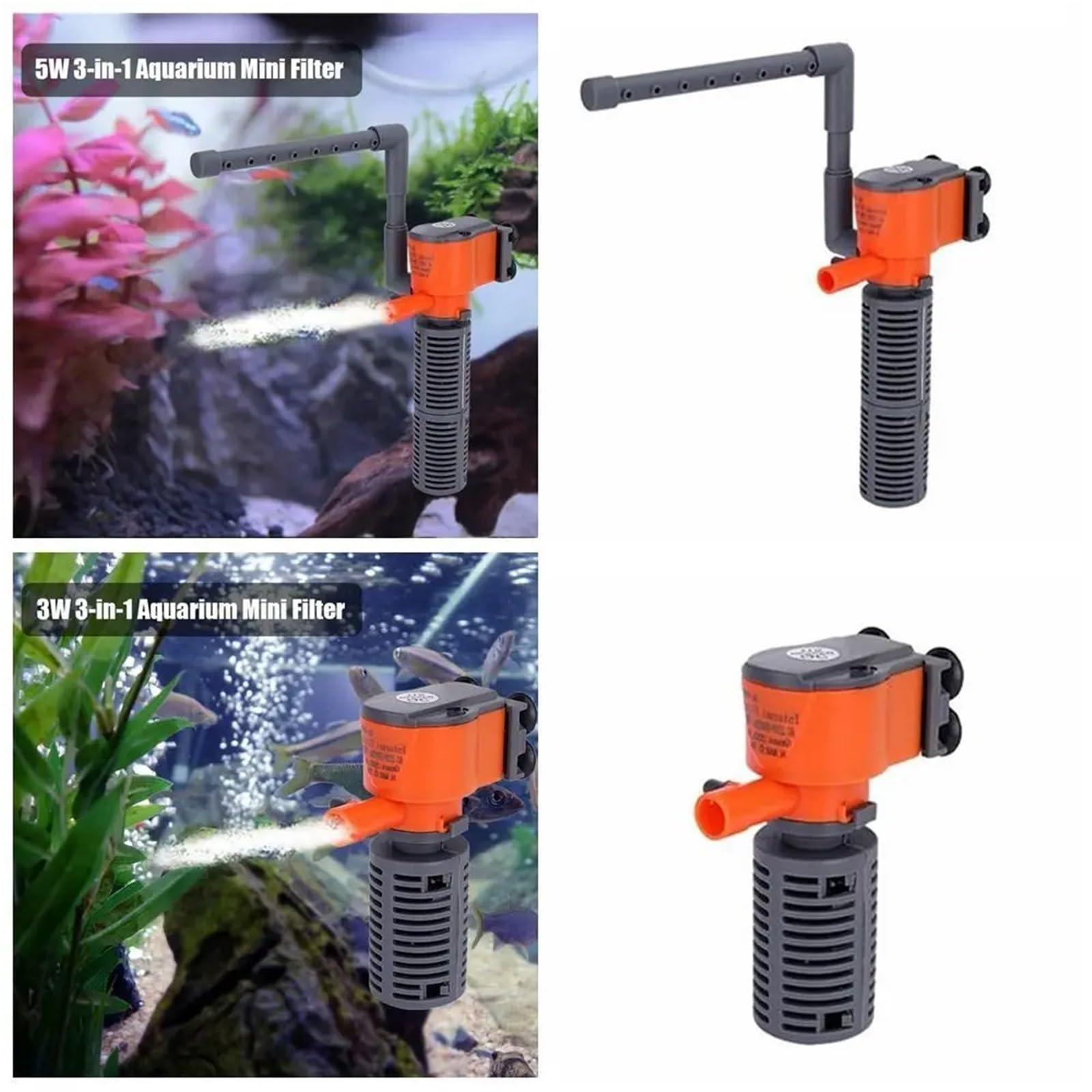 Filtro de acuario 3 en 1, bomba de agua sumergible para acuario