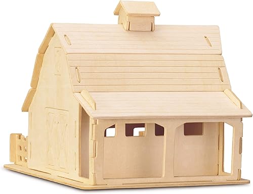 Puzzled Farm Barn - Kit de construcción de juguete de madera 3D para niños y adultos, juego de granja 3D, kit de construcción para niños, divertidos