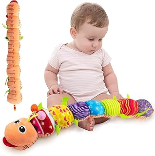 Easter Baby Toys for 0-3-6-12 Months,Musical Caterpillar Infant Toys with Rattle Crinkle Squeakers,Stuffed Animal Tummy Time Toys Plush Crawling Newborn Toys Gifts with Multi-Sensory Textures Ruler