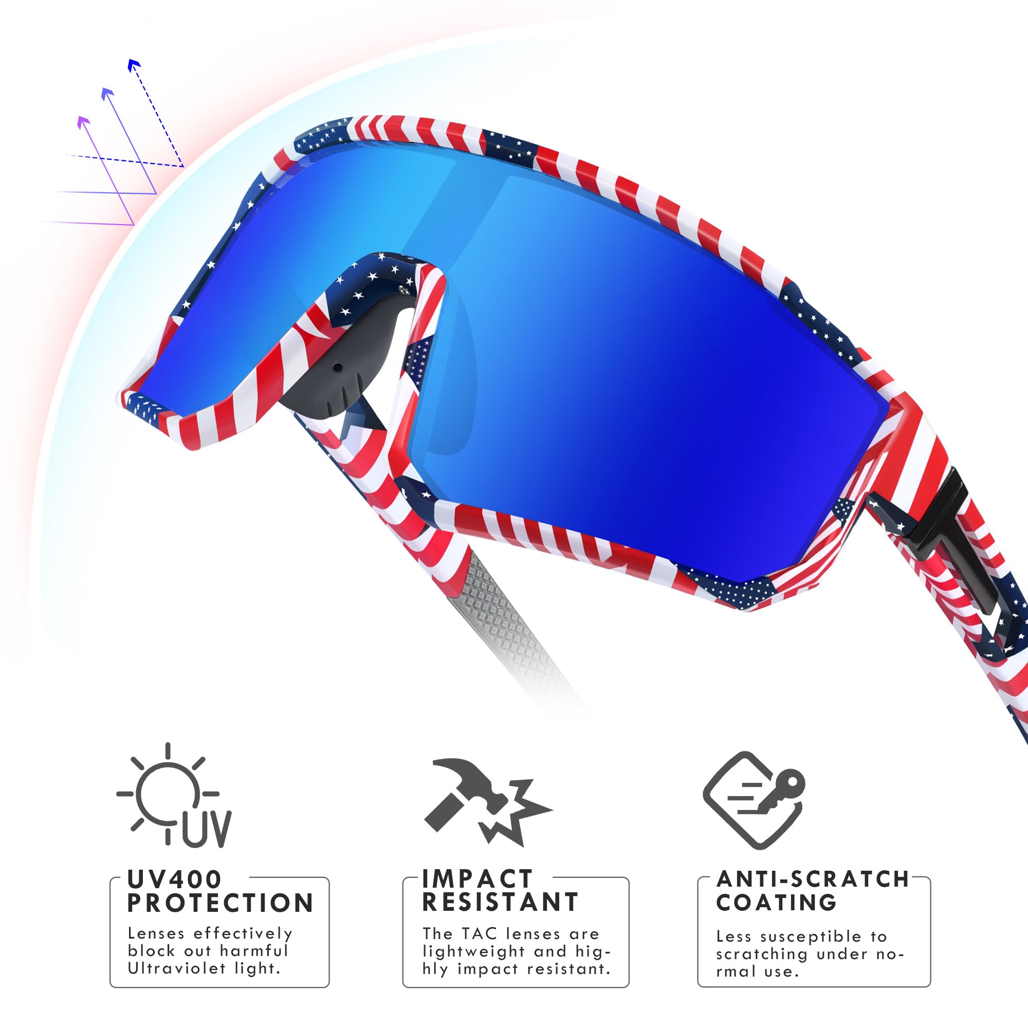 Baseball-Sonnenbrille für Kinder, polarisiert, UV400-Schutz, Brille für Jungen und Mädchen, Softball, Radfahren