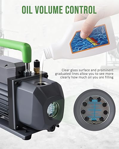 Miniatura 6 de Lichamp Bomba de vacío, 4.5 cfm 13 HP HVAC Bomba de vacío de una etapa para R134a R410a R22 R12, para aire acondicionado automotriz refrigerante,