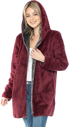 Safus Manta con capucha en forro polar grueso con bolsillo, color burdeos, tamaño pequeñomediano, para mujeres y hombres, cálida y acogedora