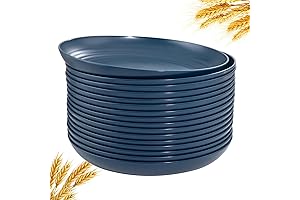 Supernal 16Pcs Plastic Plates, Dishwasher and Microwave Safe