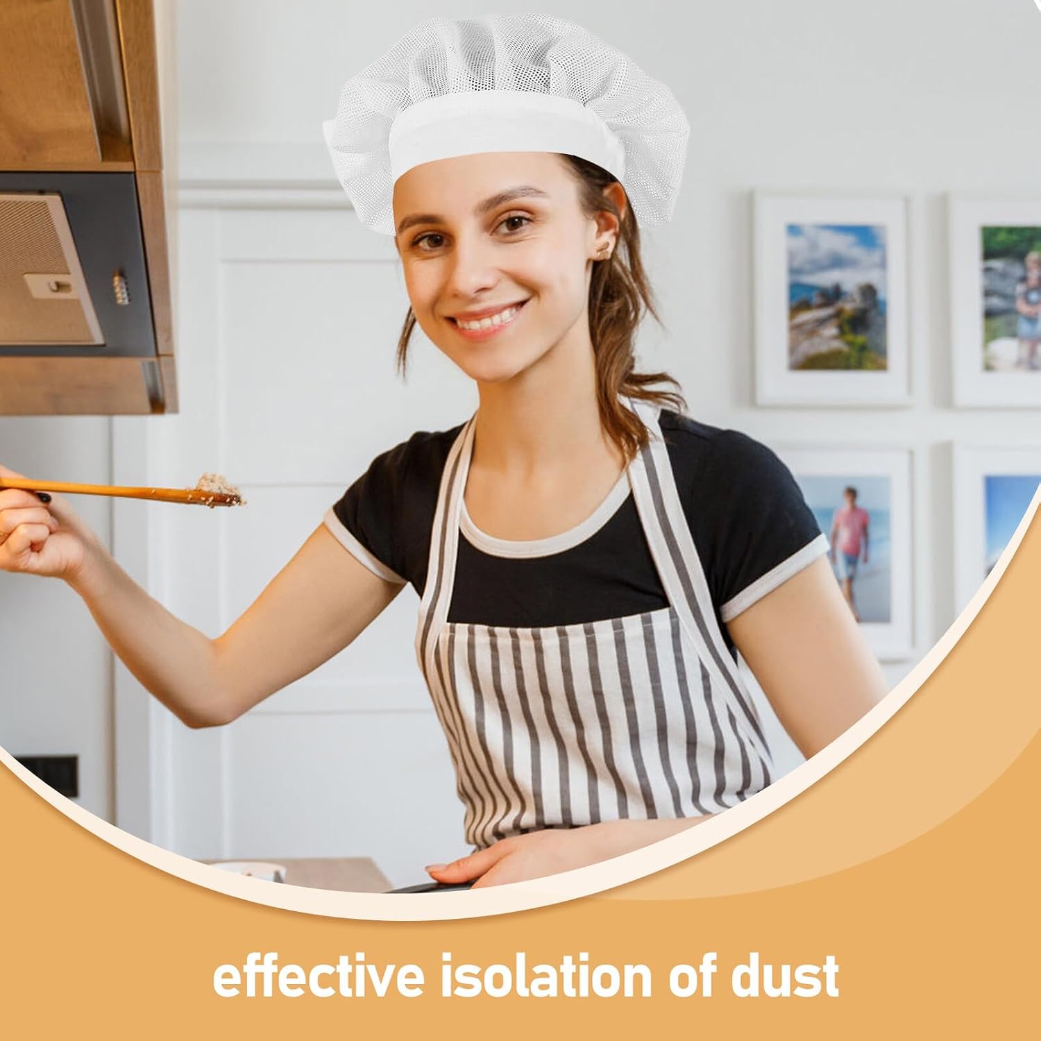 LIFKOME 2pcs White Kitchen Chef Hats Breathable Mesh Food Service Caps Elastic Reusable Cooking Caps for Bakers and Restaurant Workers