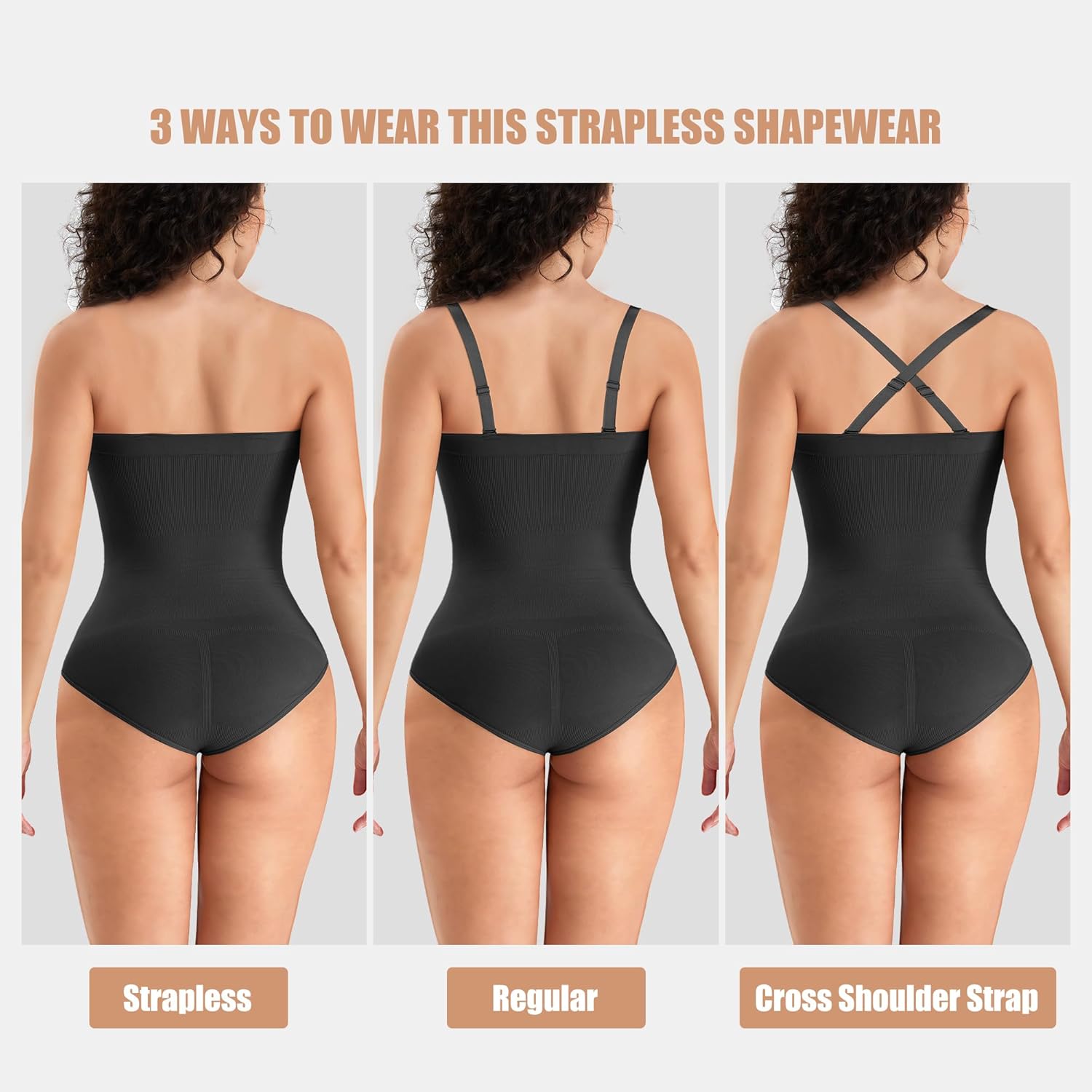 Strapless Shapewear for Women Tummy Control Shapewear Seamless Bodysuit Body Shaper - Image 4