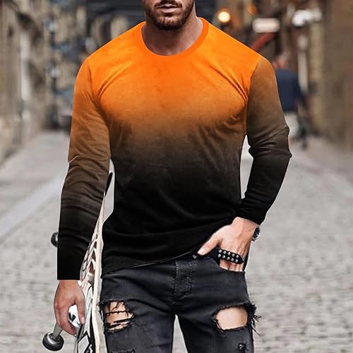 Miniatura 2 de Hombres Gradación Impreso Jersey Novedad Camiseta Suelta Casual Cuello Redondo Manga Larga Blusa Atlética Tops