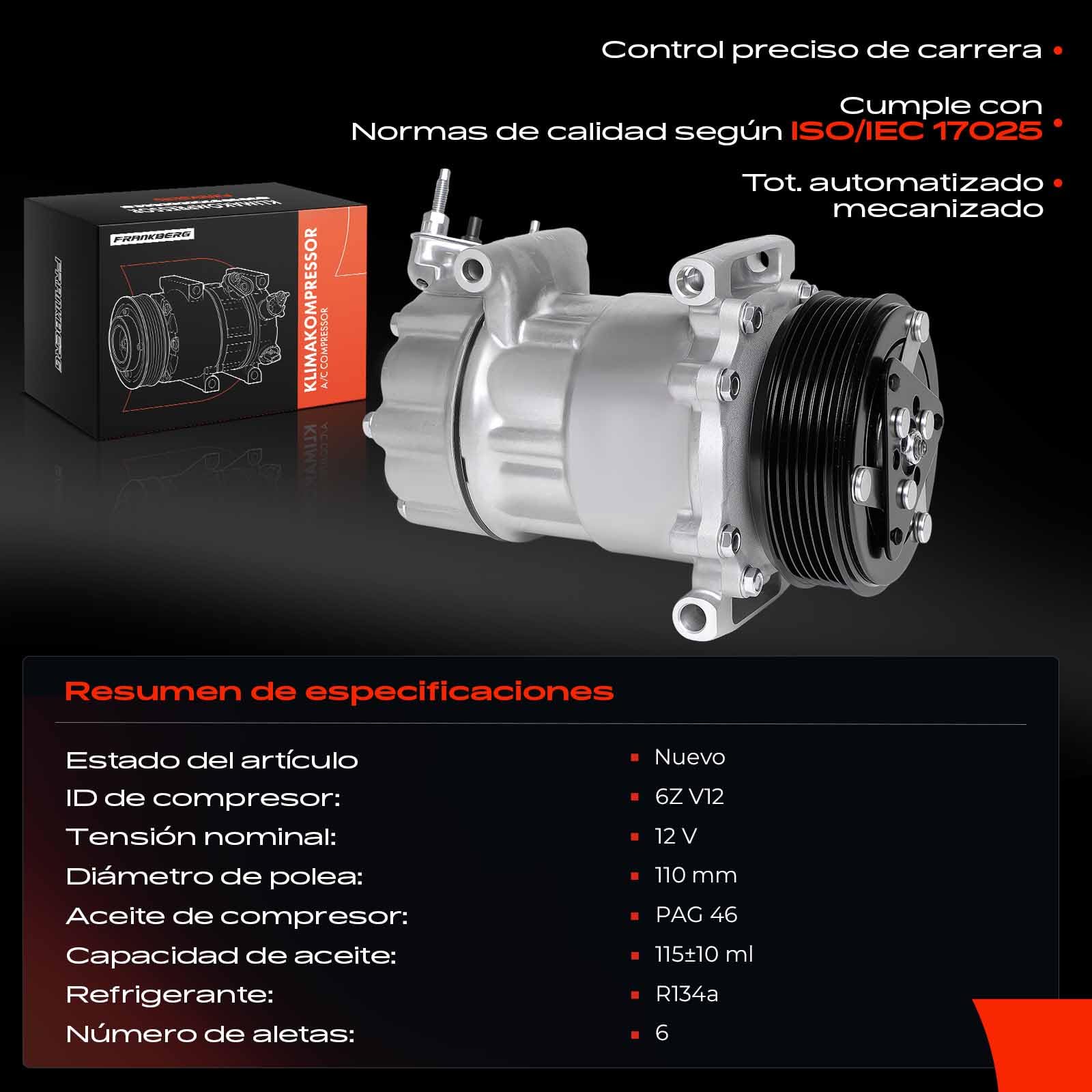 Frankberg Sistemas de aire acondicionado Compresor de aire acondicionado con embrague Compatible con M.i.n.i R55 R56 R57 R58 R59 R60 R61 Replace# 64529223392incl. aceite premezclado