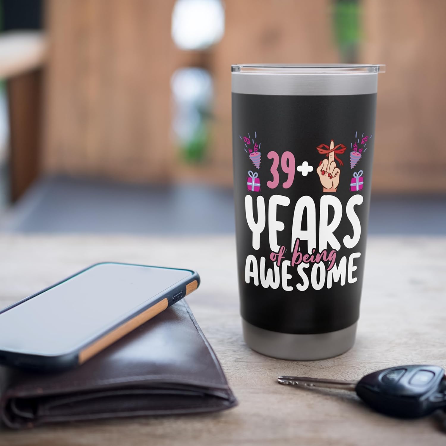 I am 39 Plus 1 Middle Finger Funny 40th Birthday Women F You Stainless Steel Insulated Tumbler - Image 7
