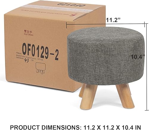 Miniatura 50 de Asense Taburete redondo otomano con reposapiés acolchado de tela, lindo reposapiés otomano con patas de madera antideslizantes, color verde surtido