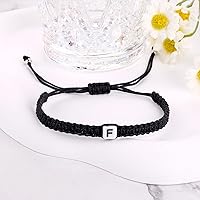 Vista 37 de Initial Bracelets for Couples Women Men Initial Charm Handmade Rope Braided Letter Bracelet for Teens Adjustable Jewelry Father's Day Gifts for Him