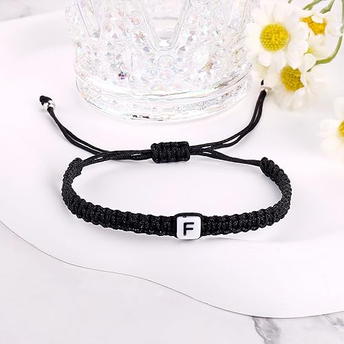 Miniatura 37 de Initial Bracelets for Couples Women Men Initial Charm Handmade Rope Braided Letter Bracelet for Teens Adjustable Jewelry Father's Day Gifts for Him