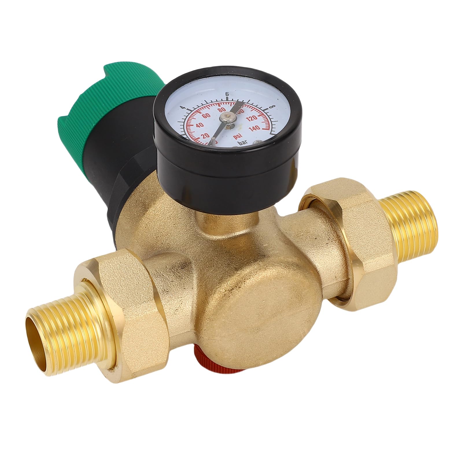 Regolatore di Pressione dell'acqua in Ottone con Misuratore di Pressione 0-60Mpa | Riduttore di dell'acqua Regolabile per Purificatore, Riscaldatore e Rubinetto | 3/4 Pollici (3/4 pollici
