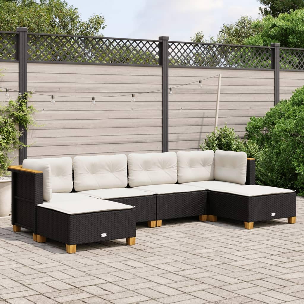 Meubles de jardin 6 pièces en rotin synthétique noir pour apéritifs
