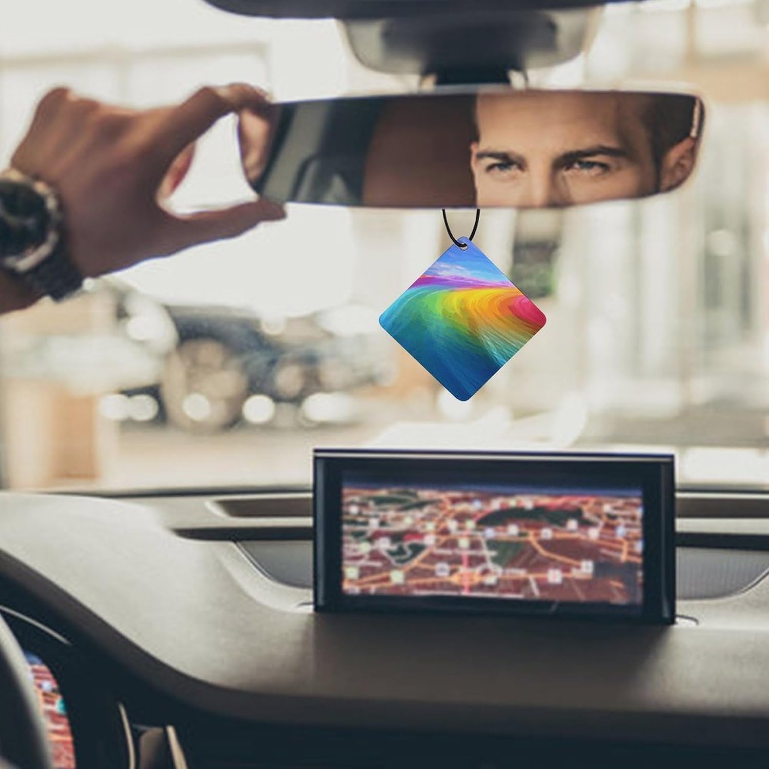5 Pcs Car Air Fresheners Hanging Air Freshener Rainbow Ocean Hanging Scented Cards Fragrance Scented Cards for Car Car Aromatherapy Tablets for Car