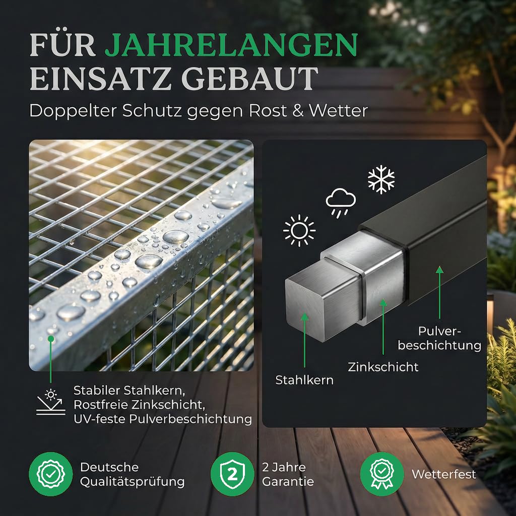 Garten Komposter Metall | 100 x 100 x 75 cm | 750 Liter Metallkomposter verzinkt | Gartenkomposter zur Erstellung von Kompost mit Gartenabfällen (Silber)