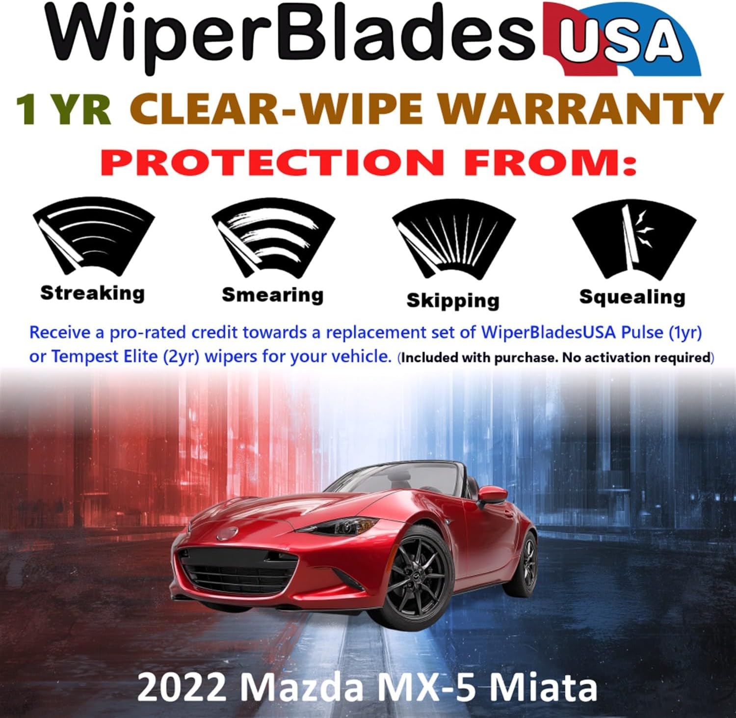 Wiper Blades for 2022 Mazda MX-5 Miata Wipers w/1yr Warranty (Set of 2)