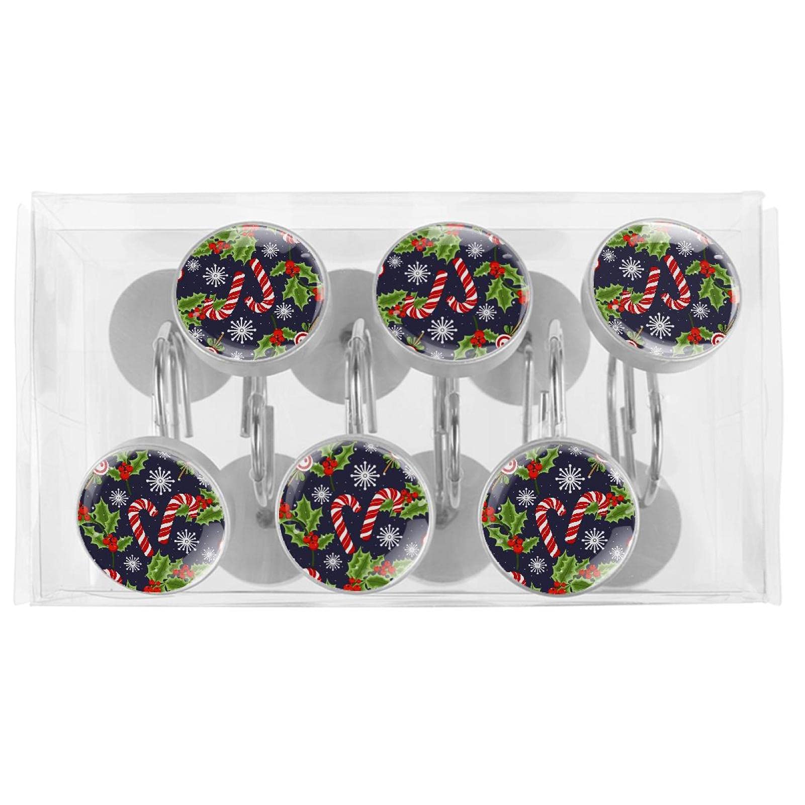 Set di 12 ganci rotondi per tenda da doccia in acciaio inox antiruggine, per appendere anelli, decorazione natalizia blu Set di 12 ganci rotondi per tenda da doccia in acciaio inox antiruggine, per appendere anelli, decorazione natalizia blu