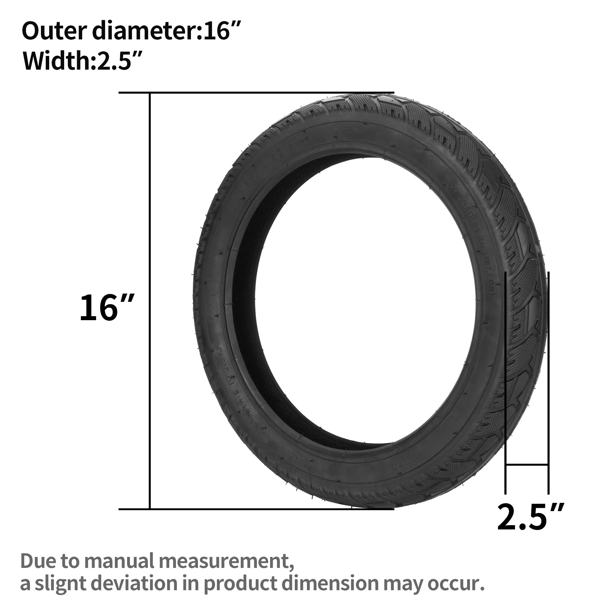 WEIYINGSI 16x2.50 2.50-12 Inner Tube and Tire Compatible with Electric Bikes, Kids Bikes, BMX Bicycles and Scooters with Rim 12 inch