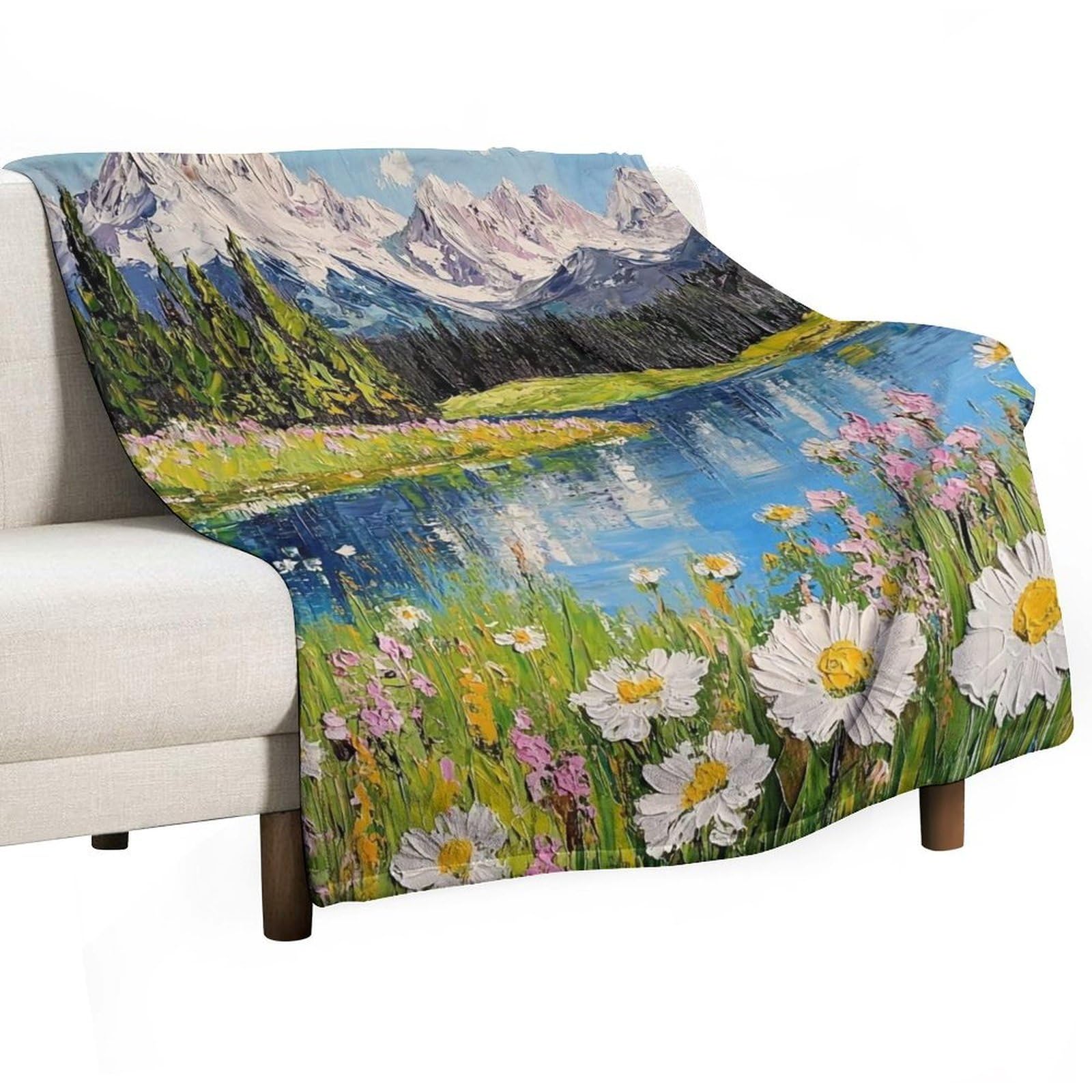 YHGSREUOH Valley Bloom Serenity (4) Flannel Blankets Fleece Soft Throw Lightweight Plush Gifts for Couch, Bed, Cozy Sofa Plush, Chair, Lovers 175x200cm(70x80in)