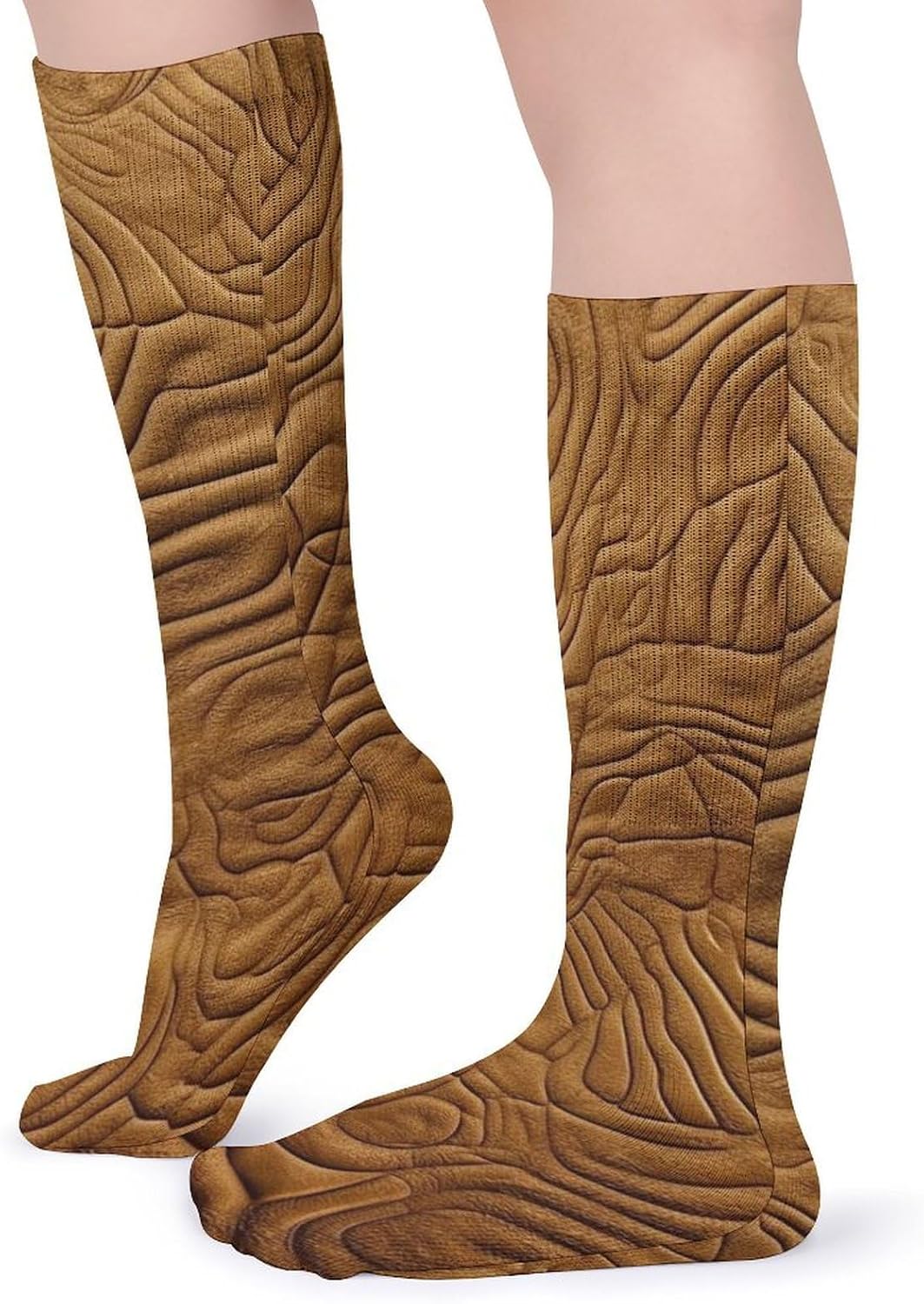 Breathable Crew Sock, Moisture Wicking, Athletic Calf Socks, Cozy | Golden Pattern Compression Socks for Women Men, Lightweight High Work Socks for Business, Casual