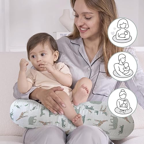 Miniatura 3 de Little Grape Land Almohada de lactancia de muselina, suave almohada de lactancia 100% algodón con funda extraíble transpirable, almohadas de