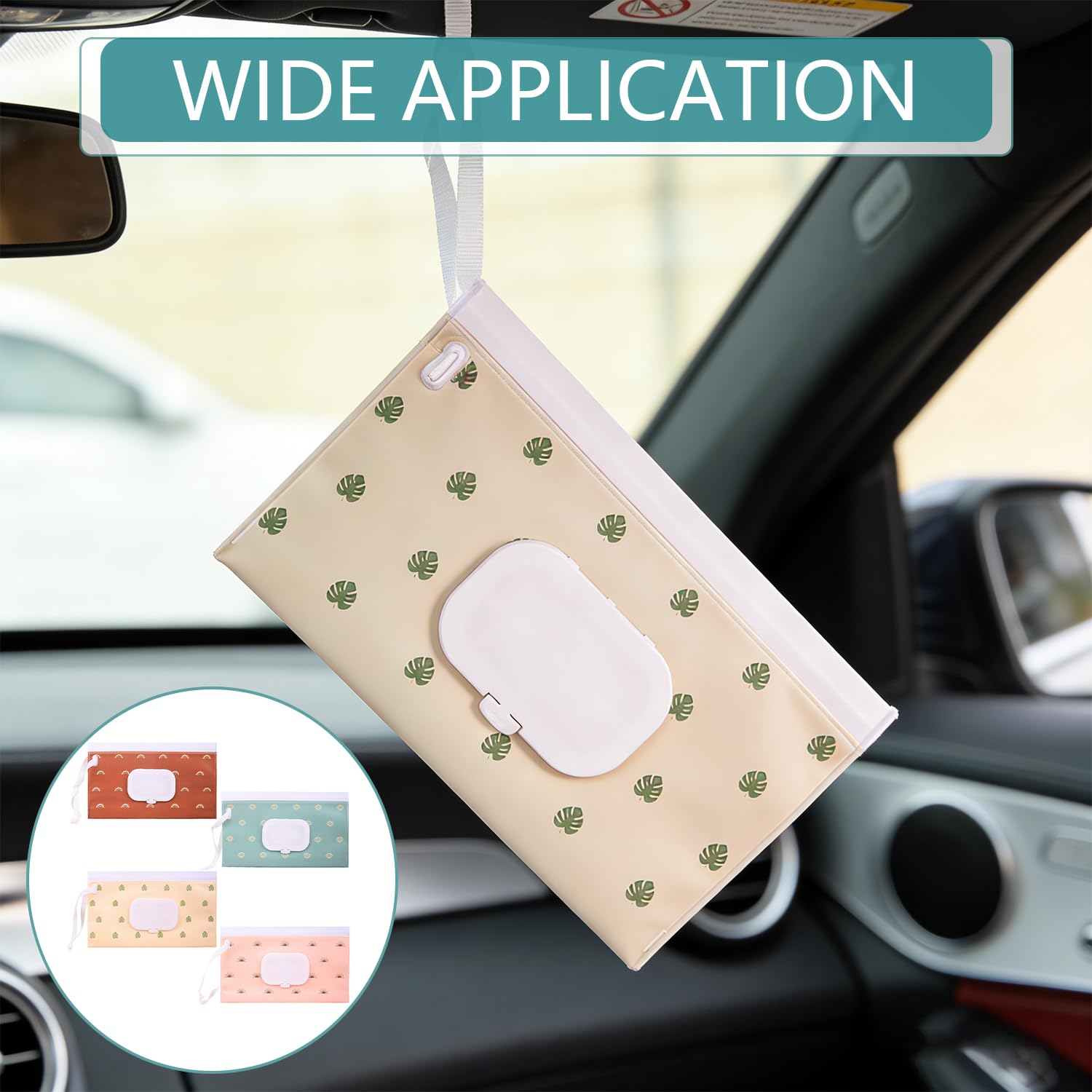 4er-Pack Feuchttücherbeutel, Feuchttücherbehälter, praktisch für Reisen, leichte Feuchttücherbehälter, geeignet für Reisen, Farben: Rosa, Grün, Braun und Beige - 5