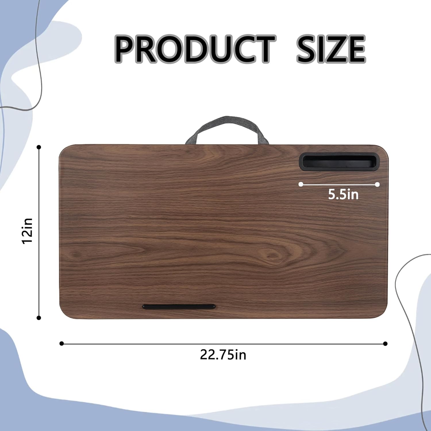 portable laptop desk fits up to 16“ laptops, with tablet slot, built-in cushion, great for home & office,lap desk for laptop,lap desk with cushion (brown, large) brown large