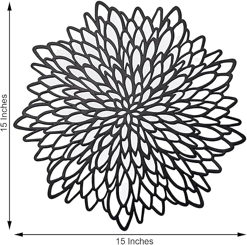 Miniatura 3 de Efavormart - Paquete de 6 manteles individuales de vinilo floral negro de 15 pulgadas, manteles individuales antideslizantes para mesa de comedor