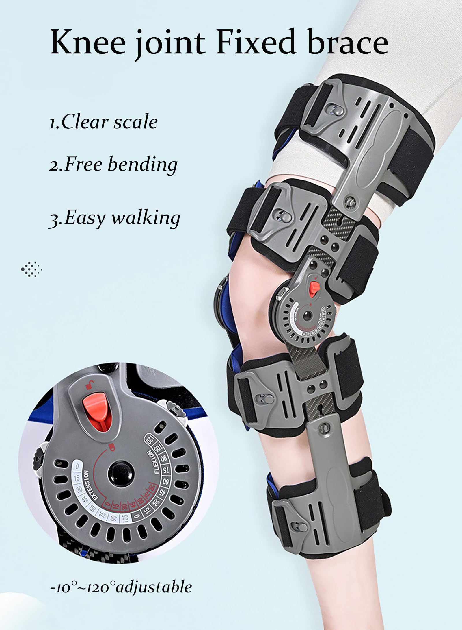 Rodillera con Bisagras ROM, Rodillera Descargadora De Artrosis para Osteoartritis, Inmovilizador De Rodilla Posoperatorio Ajustable, para Desgarro De Menisco, Artritis