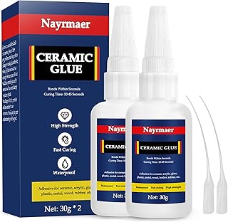 Ceramic Glue, 2 x 30g Glue for Porcelain and Pottery Repair, Instant Strong Glue for Pottery, Porcelain, Glass, Plastic, Metal, Rubber and DIY Craft