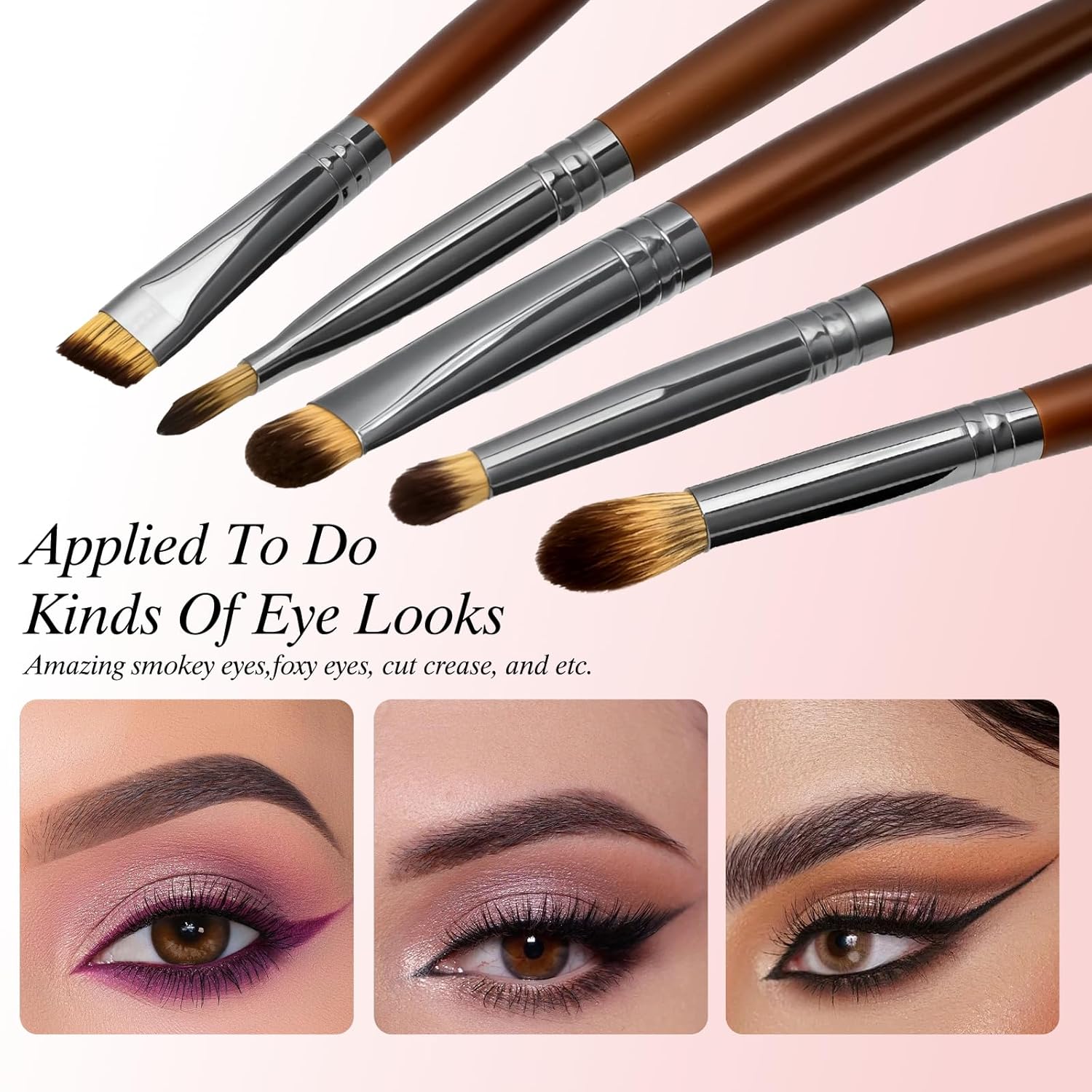 15-Pcs Tri-Color Layered Bristles Makeup Brush Set with Ergonomic Wood Handle- Daily Essential Cosmetic Brushes Kit for Professional Foundation, Concealer, Eyeshadow, Powder Blush