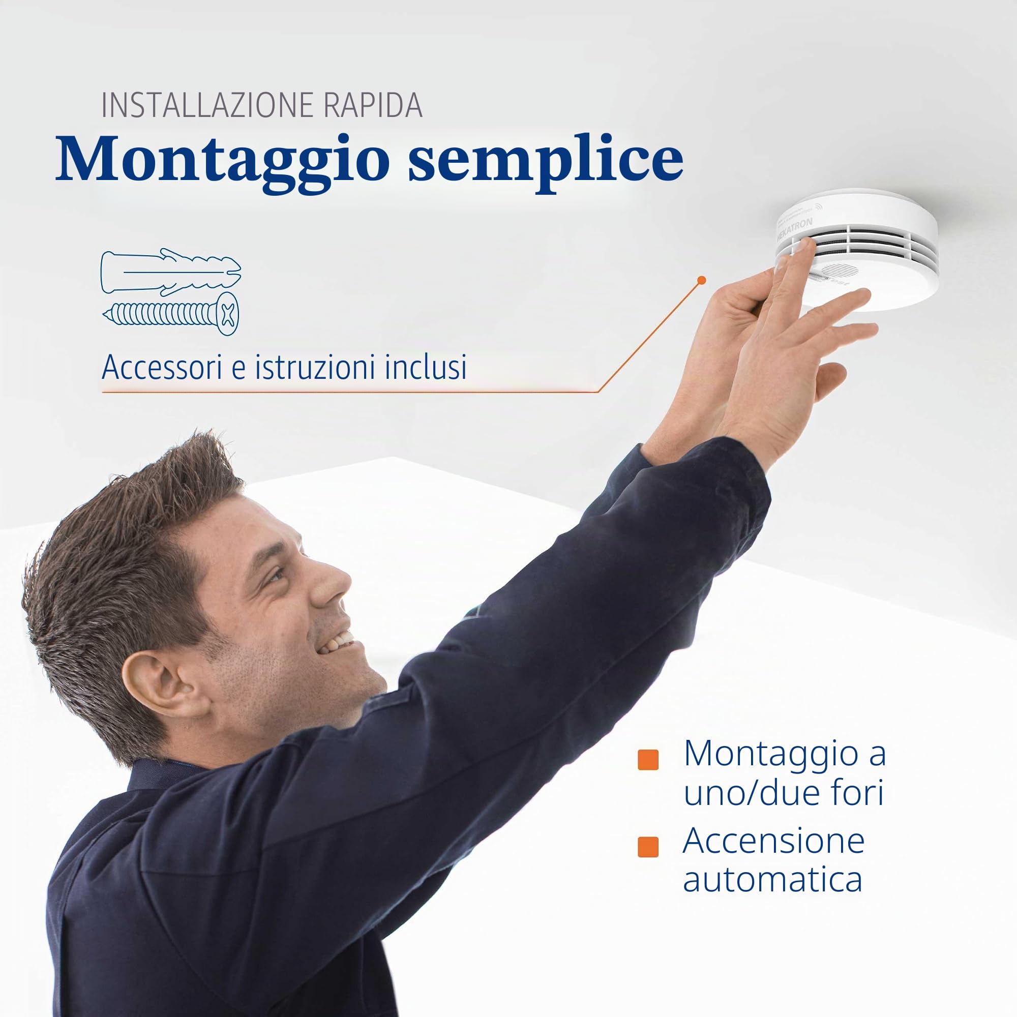 Hekatron Genius Plus X Edition - Rilevatore di Fumo con Batterie Integrate e Cuscinetti Adesivi Inclusi - Bianco