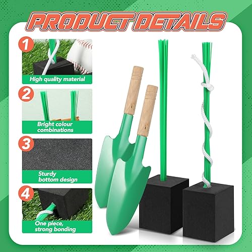 Miniatura 4 de Shappy Enchufe base de béisbol, anclaje con mango de madera, pala de jardín, equipo de mantenimiento de campo de béisbol, accesorios de bases de