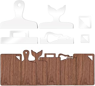 6 Pcs Router Templates, Charcuterie Board Handle Template, Acrylic Templates for Woodworking, Cutting Board Template Woodworking Tracing Stencils Guide Tool for Kitchen (Style 3)