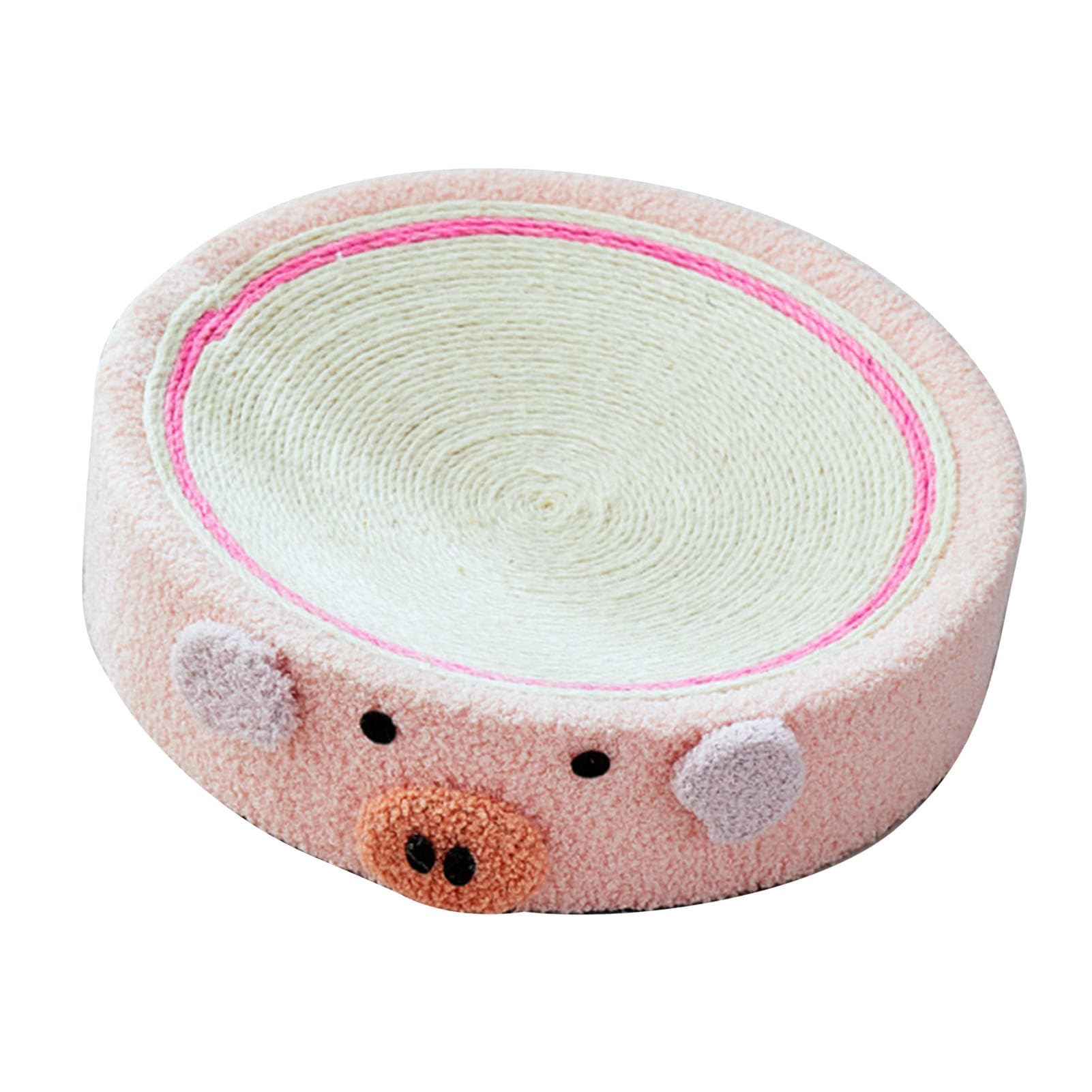 Cat Scratcher Bed Sisal Round Shape Cat Scratcher Lounge Bed for Claw Sharpening Furniture Strawberry Cat Scratcher Bed (Pig)