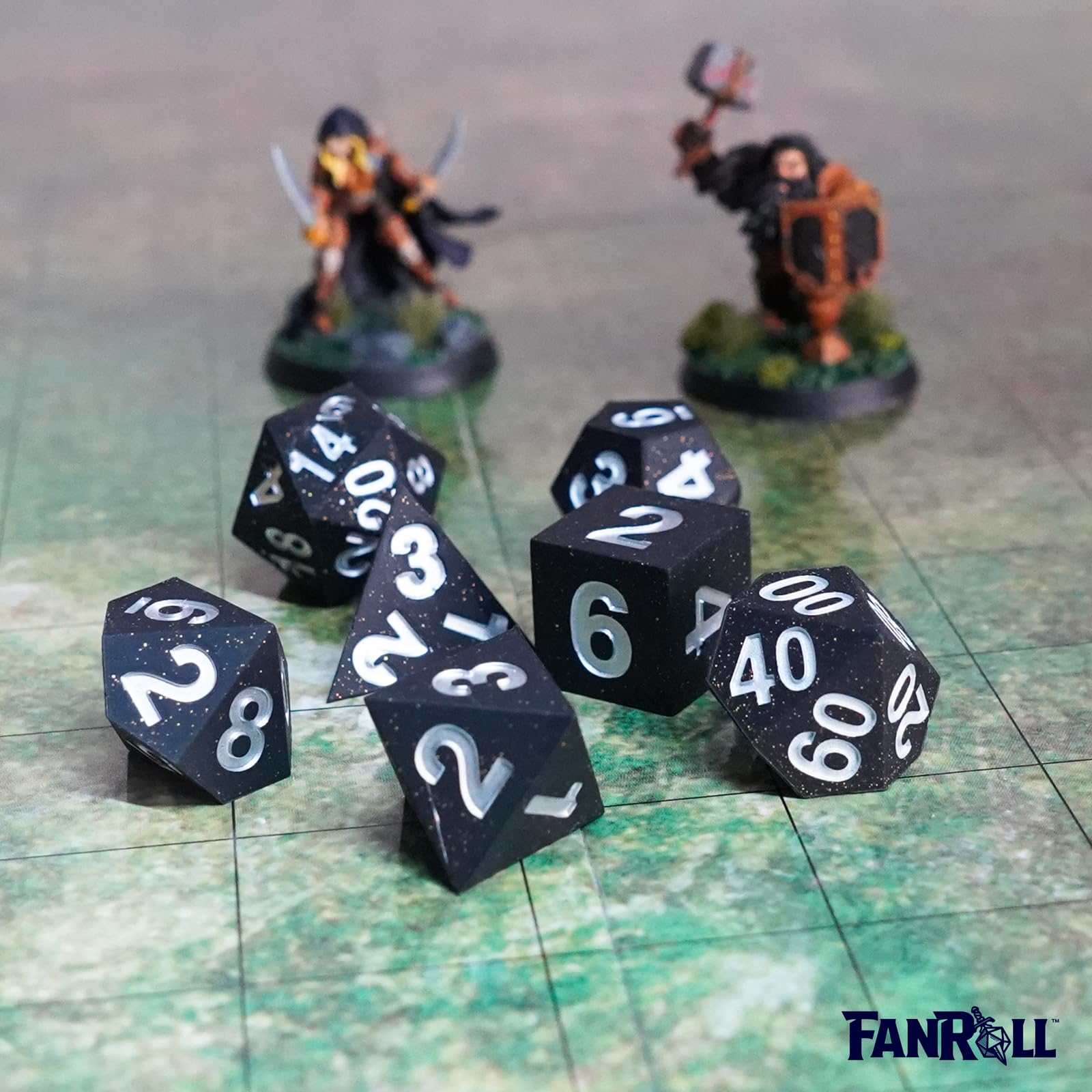 Juego Dados Rol Personalizados Dados DND FanRoll By Metallic Dice Games - Juego De 7 Dados De Resina 16 Mm Para Rol Dados Personalizados