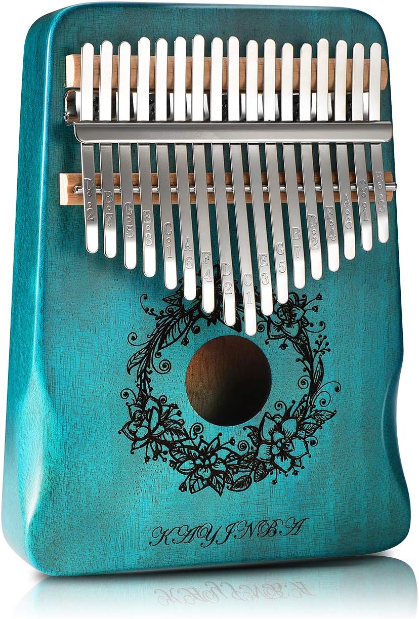 17Keys Wooden Kalimba Finger Thumb Piano Education Musical Instrument, Mbira with Tuning Hammer Piano Bag Study Instruction Musical Christmas Gift for Kids Adult Beginners