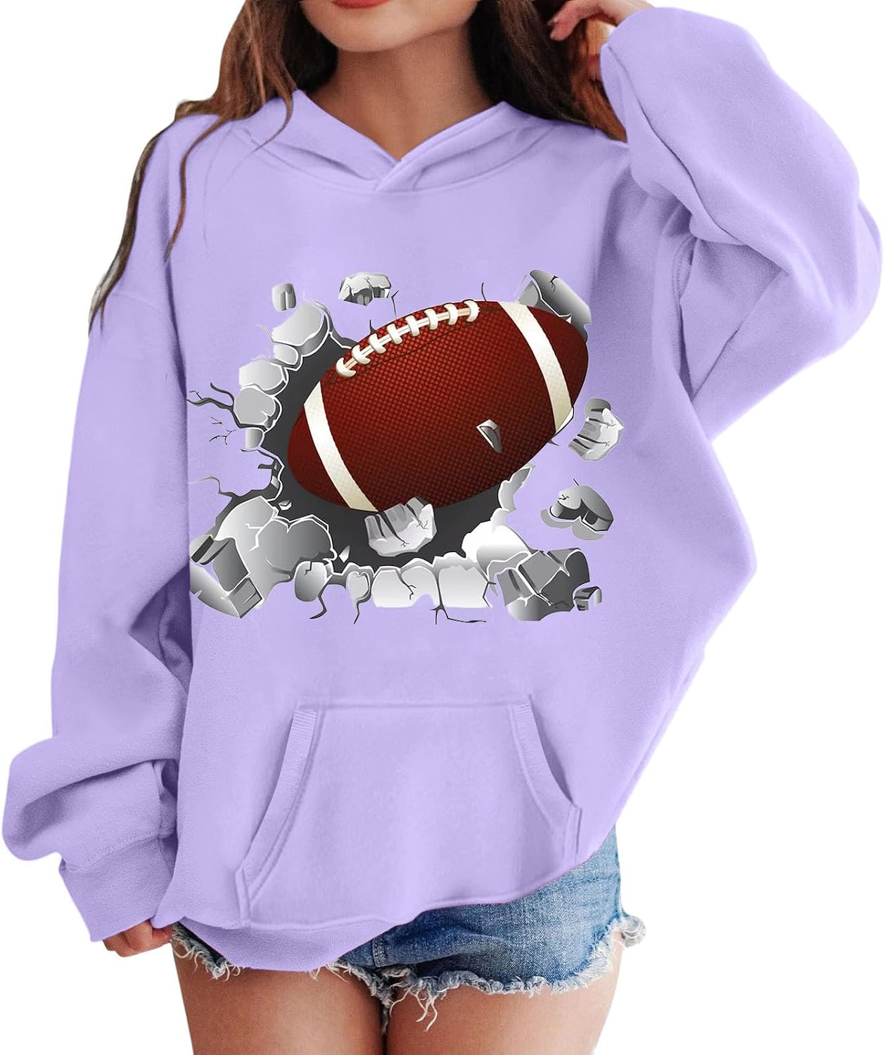 Football Hoodies for Teen Girls Graphic Print Athletic Hoodie Long Sleeve