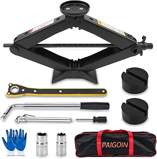 Car Jack Kit 3 Ton/6614 lbs Multipurpose Universal Scissor Jack for Car with Rubber Jack Pad, Portable Spare Tire Changing Kit for Sedan SUV MPV Tesla