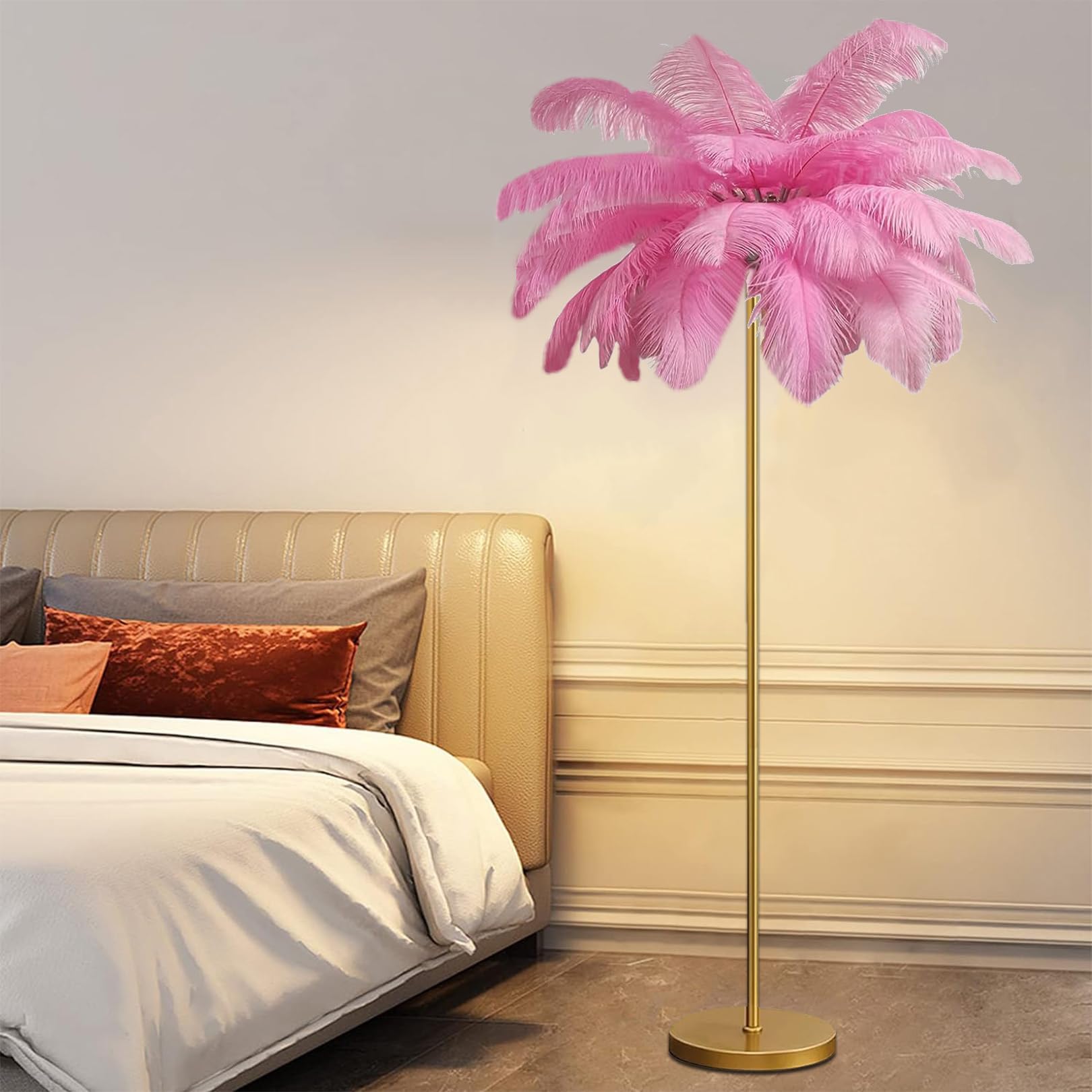 Lampadaire en plumes d'autruche moderne : créez un coin lecture cosy