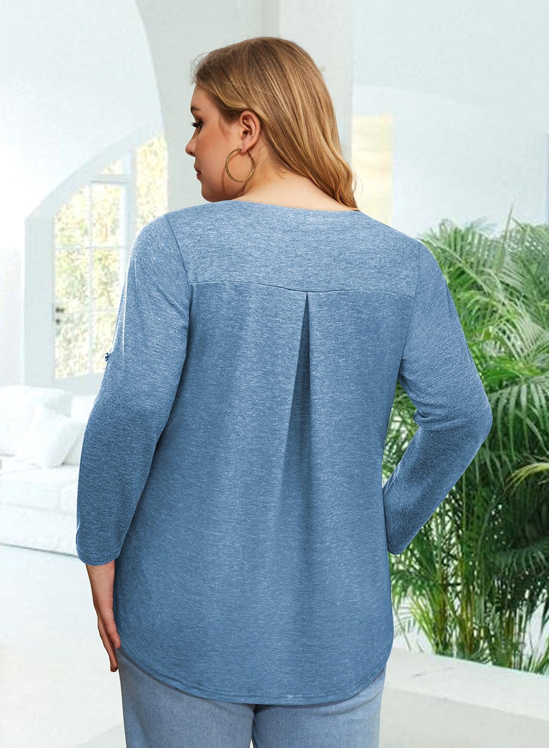 Siddhe Plus Size Tops for Women 3/4 Sleeve Shirts V Neck Blouses Tunic Top Spring Summer 2026