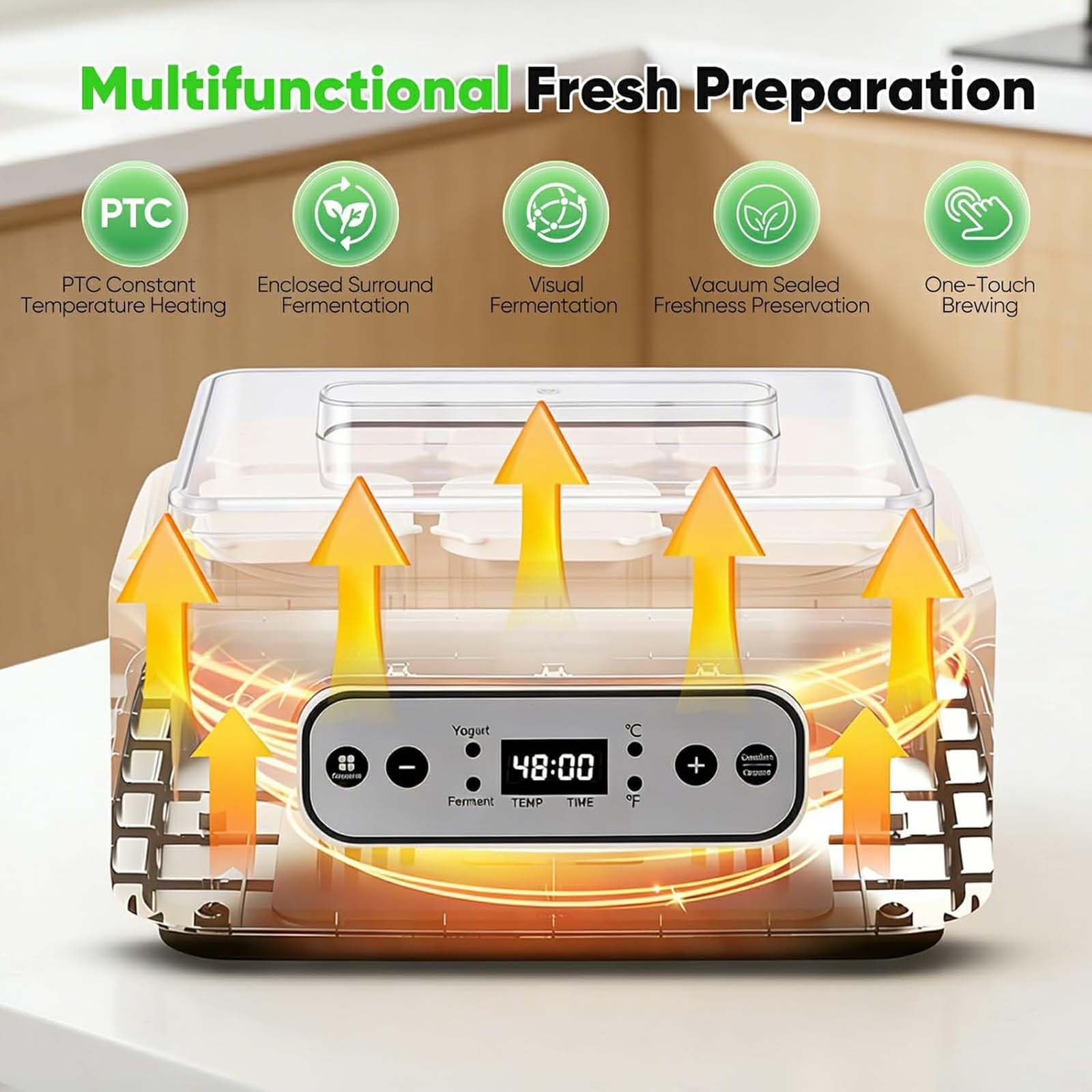 Yogurtiera con 6 barattoli da 250 ml, Yogurtiera digitale da 1,5 L