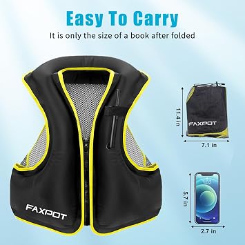Inflatable Snorkel Vest Adult, Snorkeling Vest for Men & Women, Portable Inflatable Swim Vest Jacket, for Snorkeling/Kayaking/Swimming/Boating