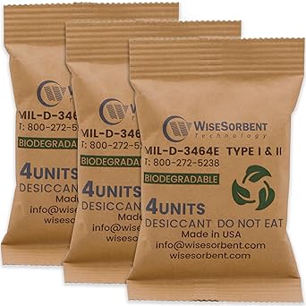 Wisesorb Kraft Clay Desiccants Packs for Safe, 132 Gram 3 Packs Dehumidifier for Gun Safe, Military Grade Moisture Absorbers, Conforms to MIL-D-3464E Type I & II Absorbents